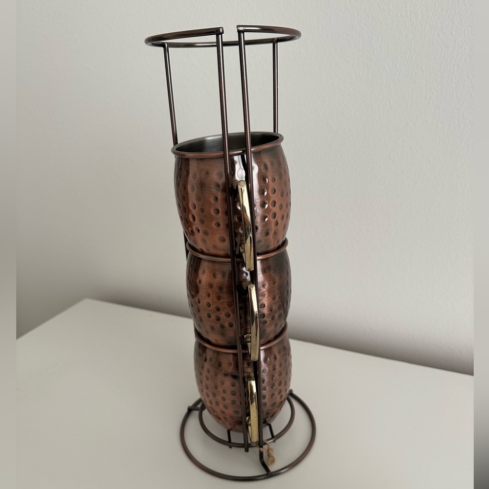 Moscow Mule Copper Cup Set of 4 with Stand - Picture 5 of 7